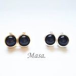 【14Kgf】モリオン（黒水晶）８mmワイヤーピアス／ノンホールピアス