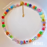 ビーズネックレス🟠ビーズチョーカー💜カラフルポップ🎱I /MIMI.‎ﻌﻌﻌ