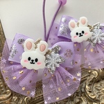 クリスマスリボン⭐️プチギフト⭐️雪の結晶❄️ゆめかわラベンダー♡チュール♡うさぎちゃん♡親子や姉妹でお揃いも♡発表会♡キッズリボンヘアゴム2点セット