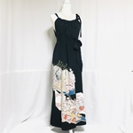 【正絹】着物リメイク 黒留袖ドレス／キャミワンピースタイプ／ブラックフォーマル／結婚式・パーティ等に［069］