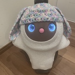 ラボット帽子　ウサギ垂れ耳　レインボー
