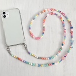 クリアケース　カラフル　ビーズ　お花　蝶々　ハート　スマホショルダー　スマホストラップ