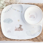 【名入れ】キッズ　プレート　ココット　子供　食器　２点セット【再販なし】くま　虹　星　汽車　出産祝い