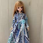 27㎝ドール レトロでエキゾチックなロング丈ワンピース　