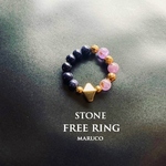 【御売約★minna WORLD様】　RING238-1006ブルーゴールドストーン+アメジスト*天然石リング ゴムの指輪　[送料無料]