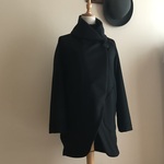 カシミヤウール黒で作ったショールカラーコート