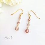 【感謝SALE】薔薇の庭の華やか3連ピアス(ローズピンク)(イヤリングへも変更できます♪)