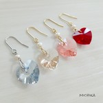 [全４色]大きなハートと淡水パールのピアス(イヤリングにも変更可)