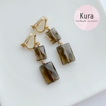 【送料無料】ダブルスモーキークォーツピアス/イヤリング