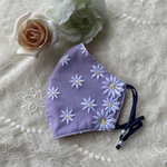 『NEW』マーガレットの刺繍レースマスク＊ライトパープル＊3サイズ＊クレンゼ裏地