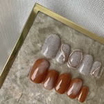 ニュアンスネイル　白無垢ネイル　テラコッタネイル　ネイルチップ　ミラーネイル