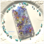 iPhone 押し花キラキラブルー系スマホケース