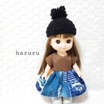 半袖ワンピース　デニムパッチワーク柄　Ｍサイズ　メルちゃんの服　ソランちゃんの服　レミンちゃんの服　ネネちゃんの服