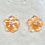 オレンジ　お花　イヤリングorピアス