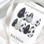 もこもこANIMAL⸜❤︎⸝‍韓国風 パール モノクロ ネイルチップ