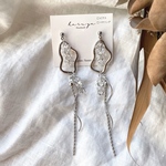 クリア シルバー ボールチェーン ピアス イヤリング ロングピアス