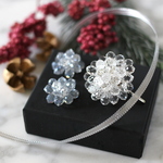 ポニーフック&ピアスセット★Sparkling coffret (crystal＆blue-gray)