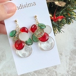 透明感の美しい　クリスマスカラーのつぶつぶサークルピアス イヤリング  