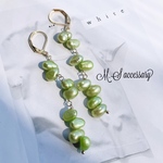 淡水パールロングピアス＊green