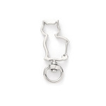 [a-00977-sil]キーホルダー ねこ バックル フック 猫 動物 [4個入] アクセサリー パーツ [シルバー]