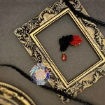 片翼ヘアクリップ＊黒✖️色シリーズ：赤/左サイド用