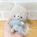 高さ10㎝手足が動くマフラーくまちゃん(ラッピング無料)(オプションでキーホルダー可能)