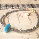 静かな夜の海辺-Bracelet-（14kgf）-ラリマー&ラブラドライト-