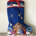 再発売♪ 大きな靴下のクリスマスオーナメント（右向き・緑チェック）