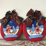 リボンと水玉の大きなクリスマスオーナメント