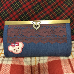 デニムとレース 長財布