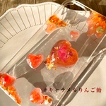 キャラメルりんご飴 ドライフラワー入りスマホケース 腹ぺこさん集まれ🍎