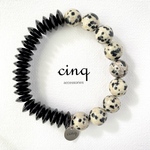 ◆ double face bracelet ◆オニキスとダルメシアンジャスパーの天然石ブレスレット