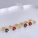 【受注販売】一花ピアスセット5mm（白・黒・ダークレッド）