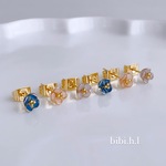 【受注制作】5mm 一花ピアスセット（ブルー・ラベンダー・ミルキーベージュ）