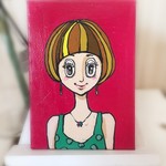 目がトイレの女の人　トイレ絵　原画 トイレ　イラスト　女の子　和式トイレ