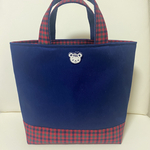特別価格♡1名様限定♡赤チェック♡ファミリアワッペン付き♡トートバッグ♡マチあり♡お弁当バッグ♡