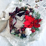手作りキット＊早割クリスマス＊お洒落なポインセチアのクリスマスリース＊直径２７センチ＊無料ラッピングあり