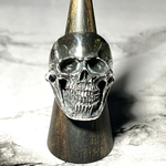 フレイムパターンビッグスカルリング　シルバーアクセサリー 