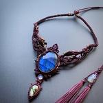 labradorite × chrome chalcedony / bohemian necklace #マクラメネックレス#