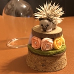 ハリ針ケースL 選べる土台　ハリネズミの抜け針入れ　メモリアルグッズ
