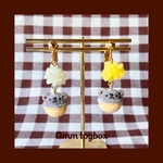 【ピアス・イヤリング】鈴くまカステラ・黄色×白