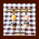 【ピアス・イヤリング】鈴くまカステラ・オレンジ×ピンク