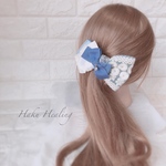 お花柄刺繍リボン.｡.:*♡アーチ型  バナナクリップ ポニーフック  バレッタ  ヘアクリップ
