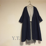 navy リネン ギャザーショップコート