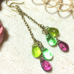  送料無料！✴︎綺麗色トリプルドロップ♬ゆらりピアス✴︎