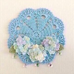 緑系の紫陽花＊ドイリー（コースター）