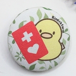ヘルプマークぴよ🐥 ブローチ🌿リーフ柄(ホワイト)