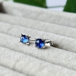 カイヤナイト×シルバー　シンプルスタッドピアス