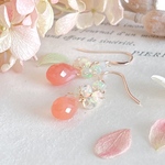 ＊再販＊【14kgf】ピーチムーンストーン×プレシャスオパール＊ピアス