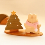 うさぎさんのクリスマス　クリスマス飾り　無垢材使用　木製クリスマスツリー　置物　季節飾り